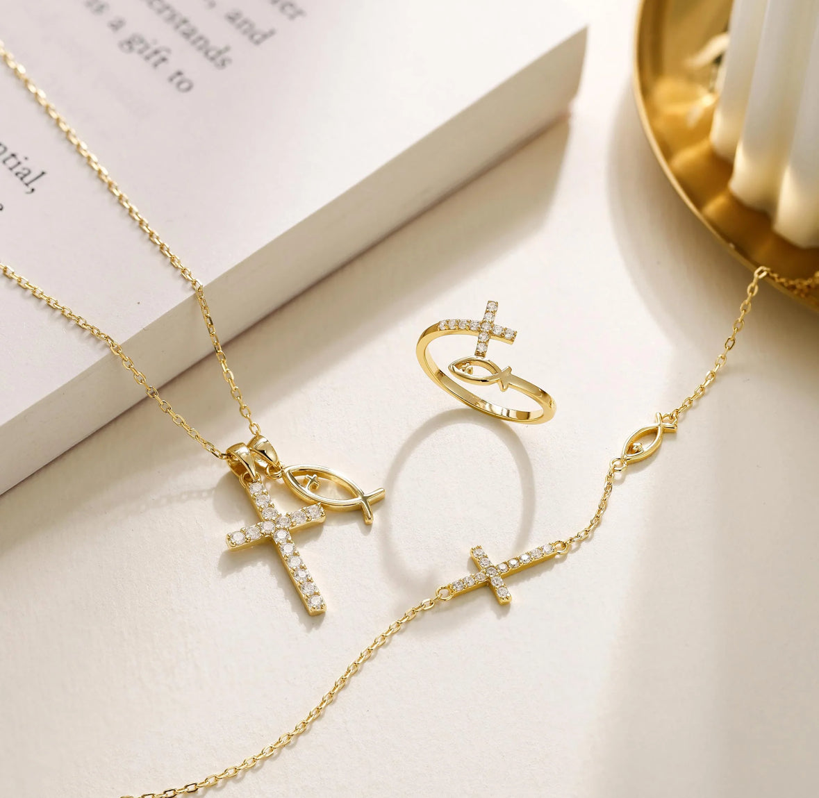 Pray Cross Jesus Fish Bracelet