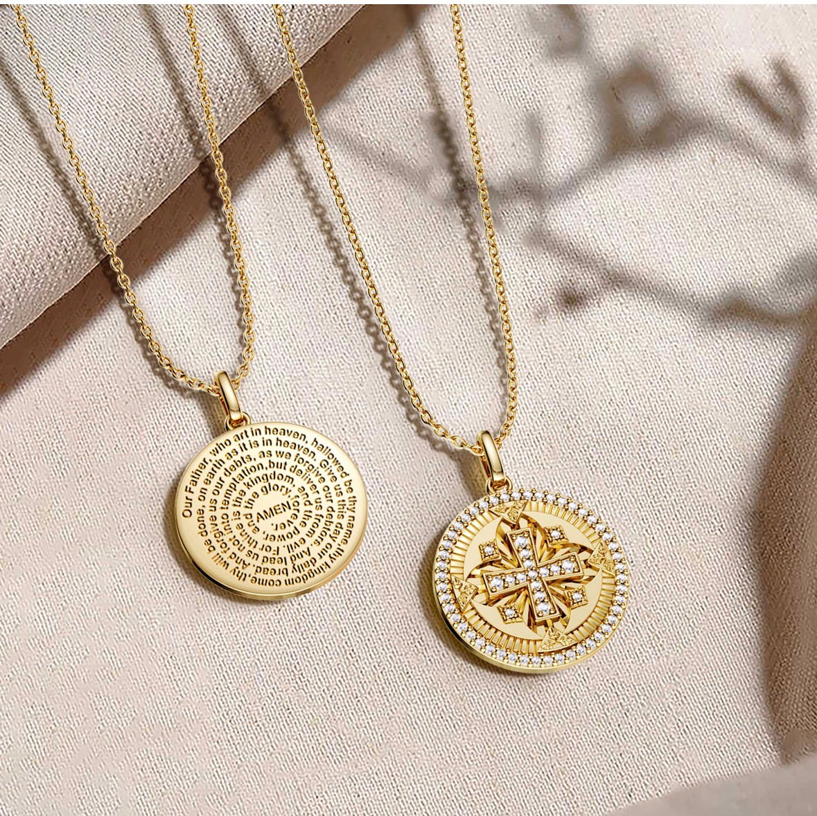 Divine Radiance Cross Protection
Prayer Medallion Pendant
Necklace