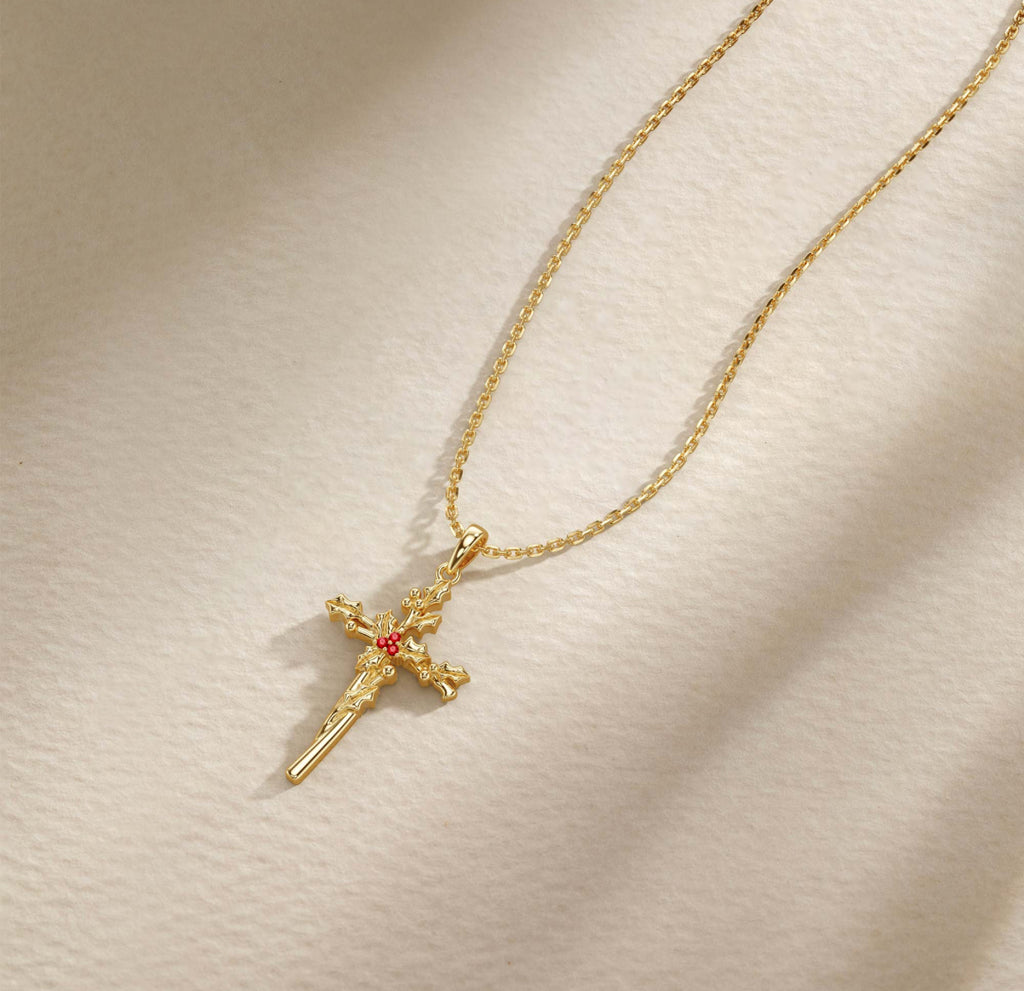 Floral Cross Christmas Holly Birth
Flower Necklace|| Vanimy