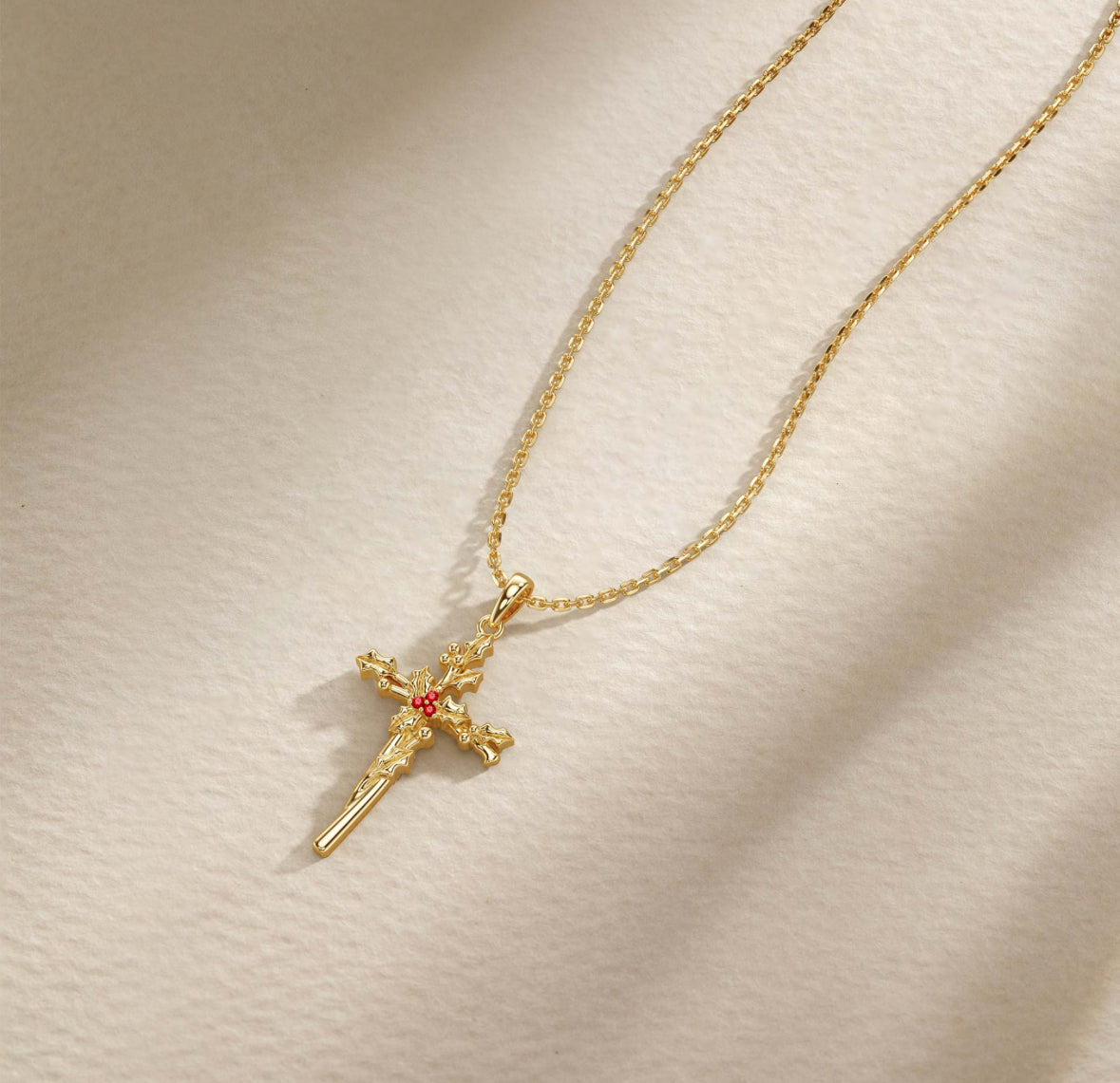 Floral Cross Christmas Holly Birth
Flower Necklace|| Vanimy