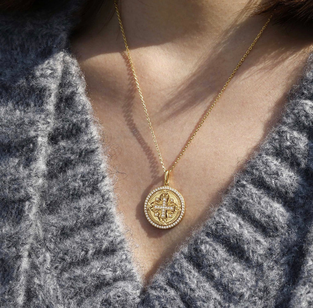 Divine Radiance Cross Protection
Prayer Medallion Pendant
Necklace