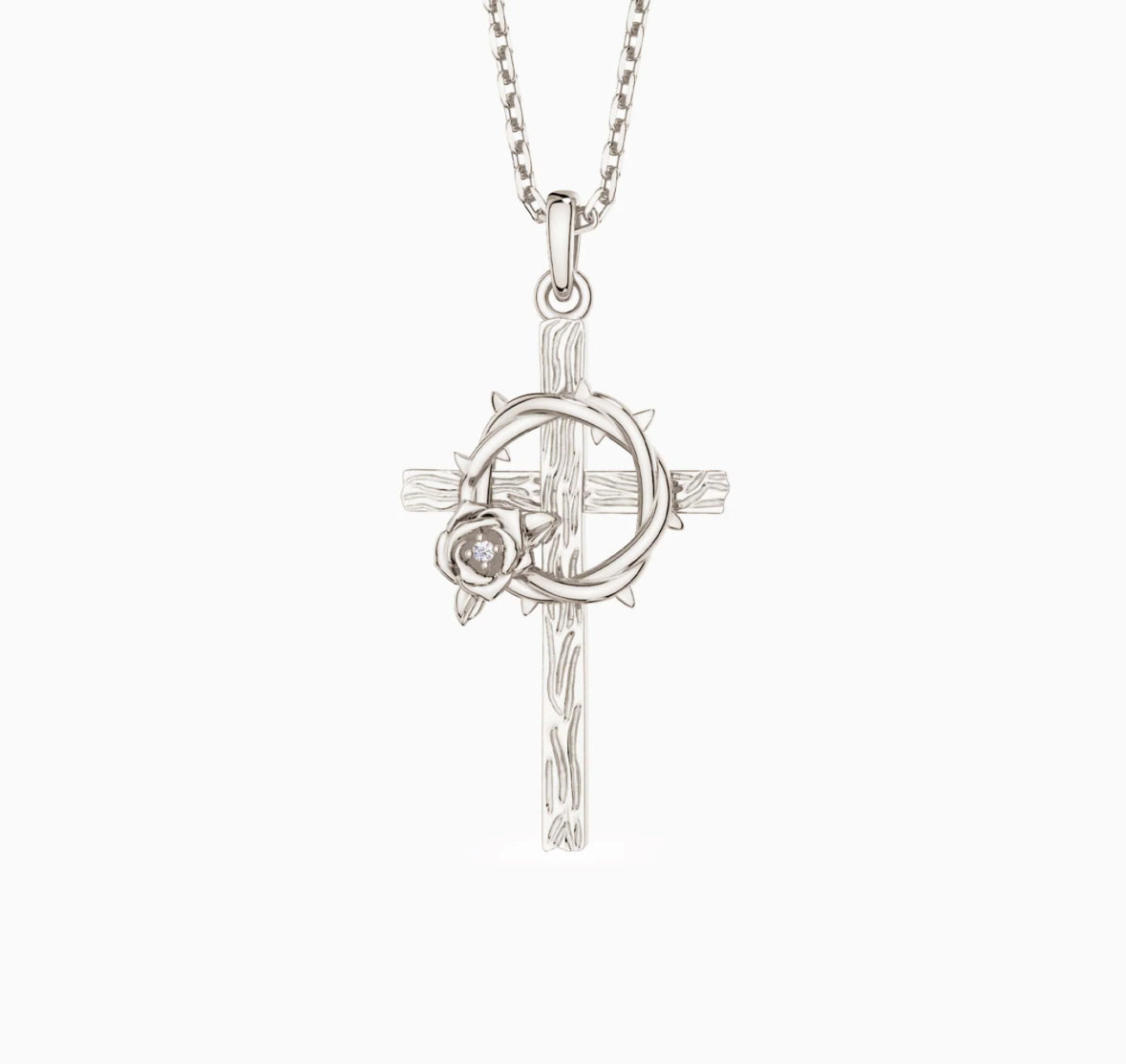 Crown of thorns rose cross pendant necklace | Vanimy