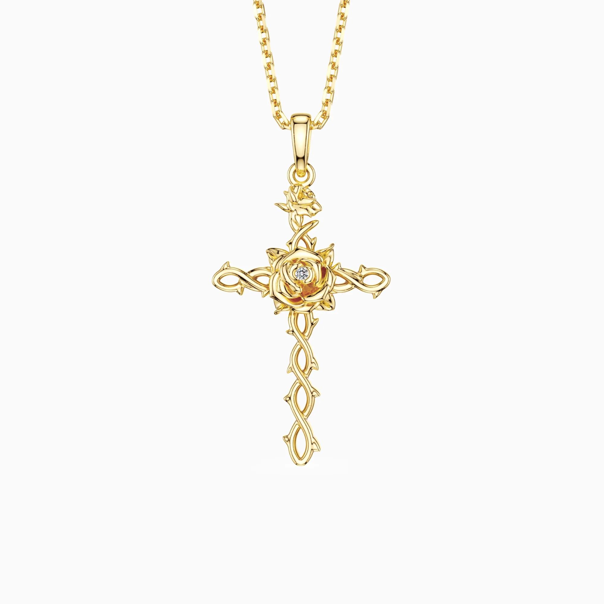 Floral cross June Rose birth flower necklace | Vanimy – Nevaeh and Co